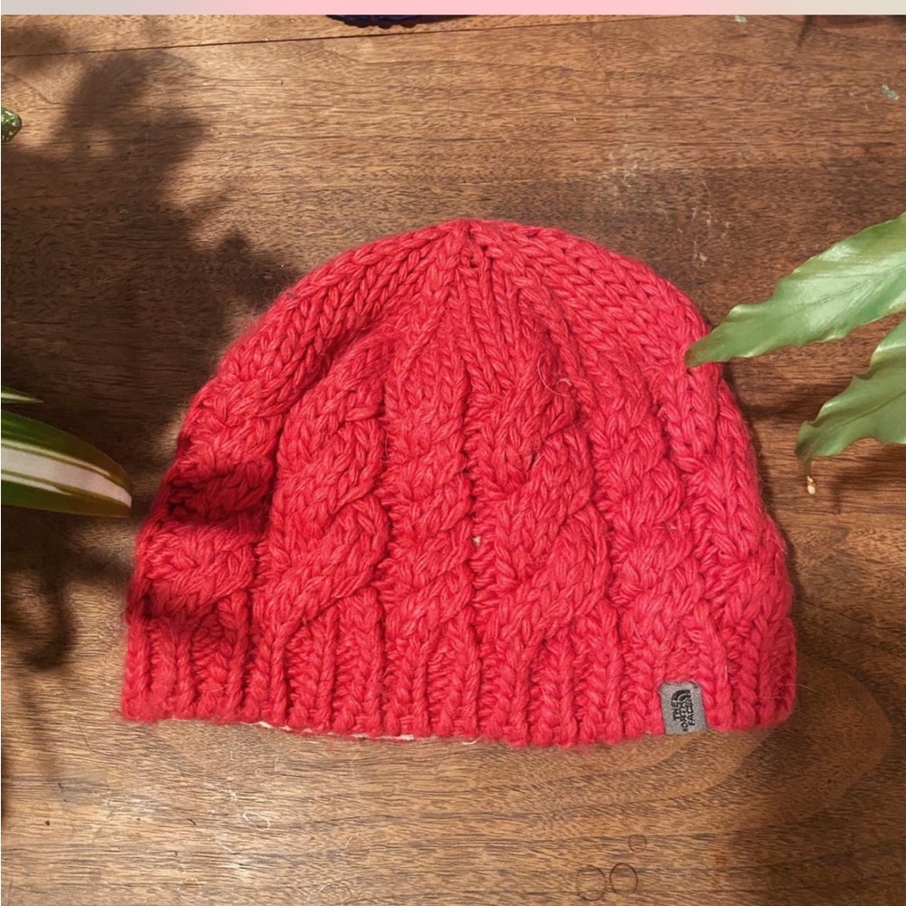 The North Face Pink Cable Knit Hat